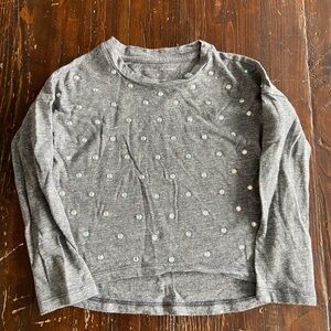 Gray Long Sleeve Kids Tee with Embellishments